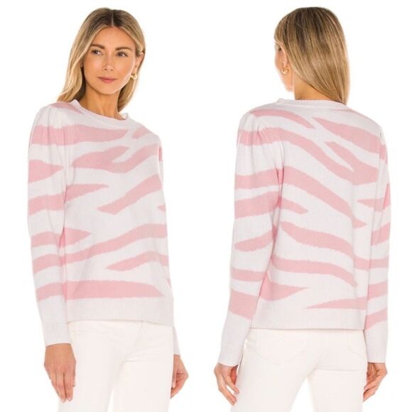 MILLY zebra intarsia sweater blush pink - Picture 1 of 7